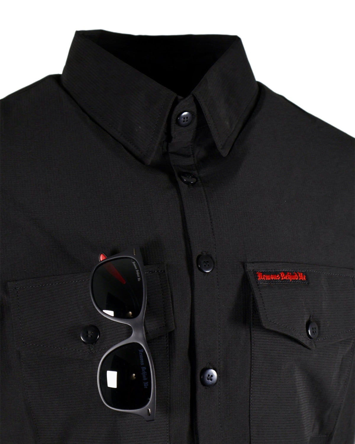 Demons Behind Me Performance Tech Hybrid Stretch Shirt – Black