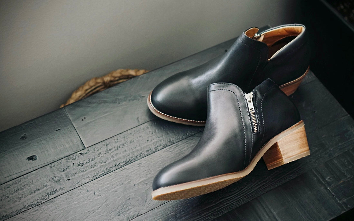 Xena Gravity women’s steel toe work booties in Sleek Black