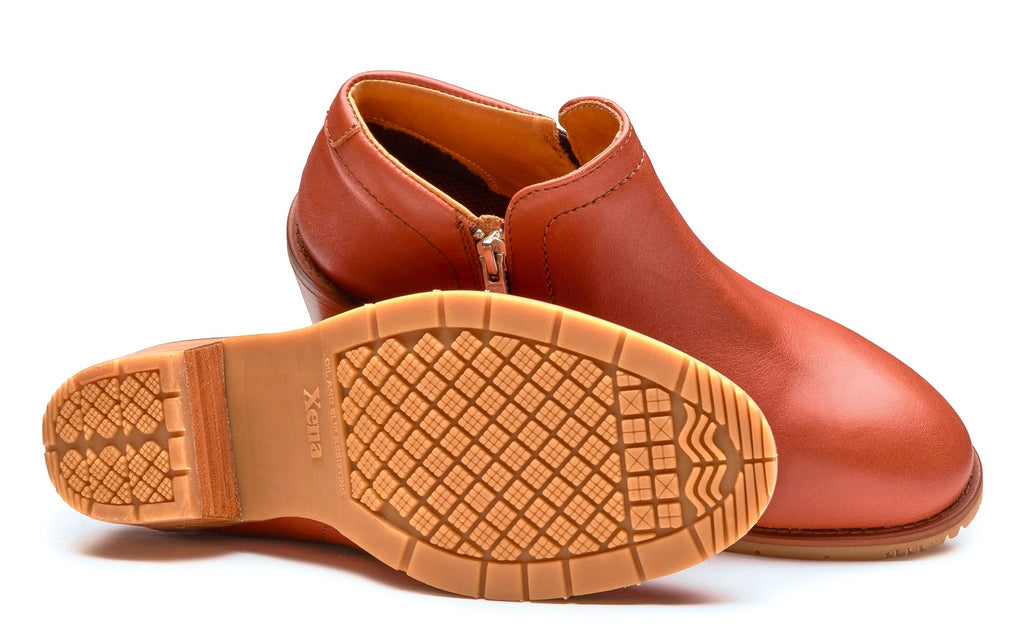 Xena Gravity women’s steel toe work booties in Cognac Brown