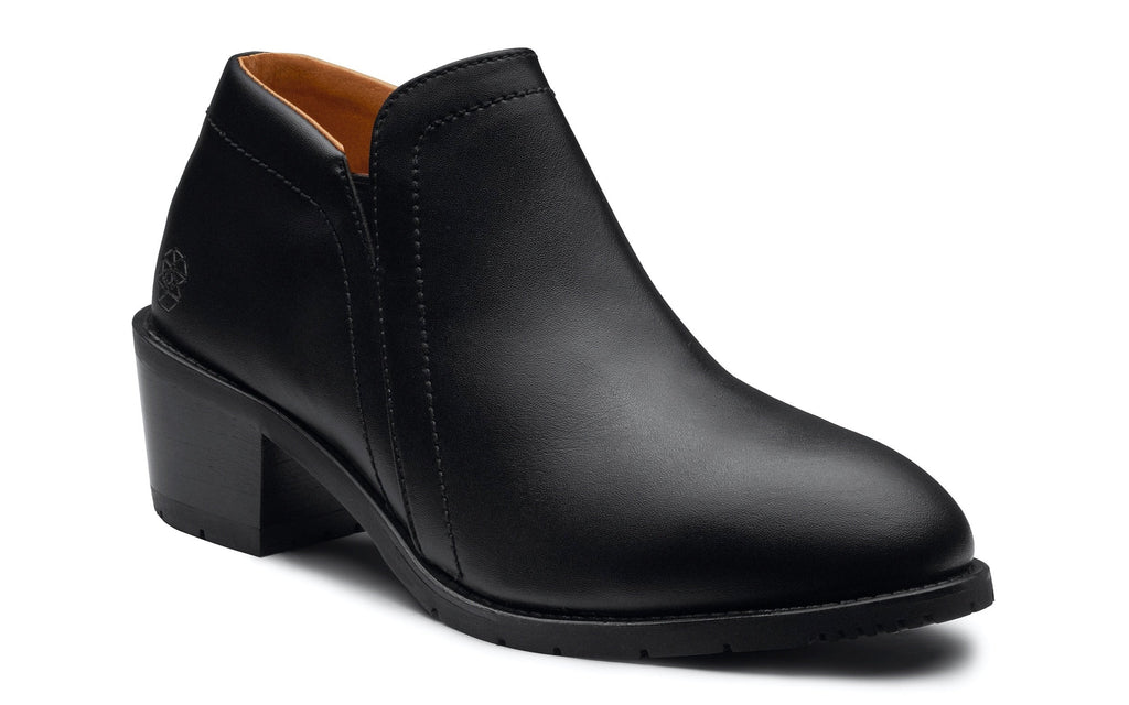 Xena Gravity women’s steel toe work booties in Vegan Blackout
