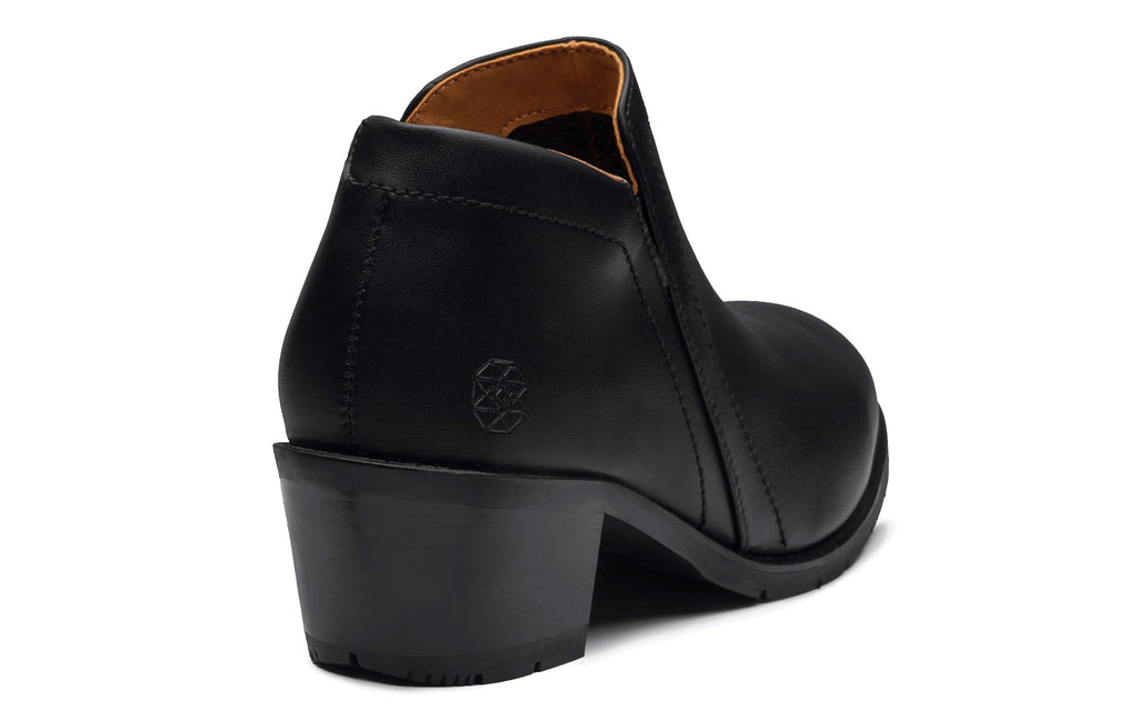 Xena Gravity women’s steel toe work booties in Vegan Blackout