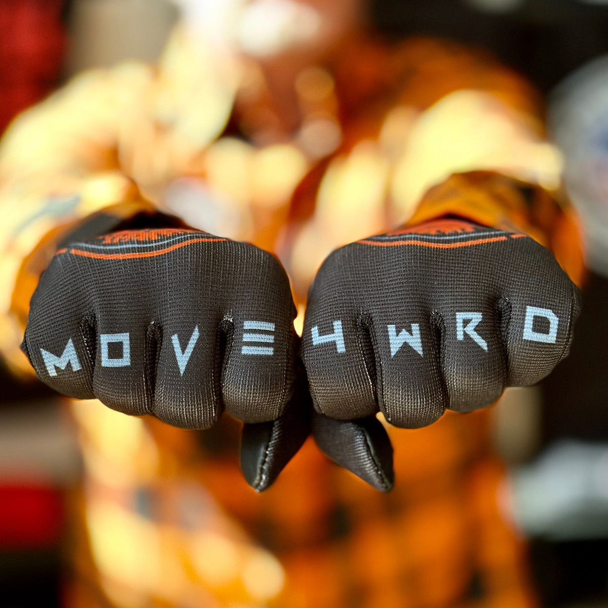 Demons Behind Me Leather-Palm Riding Gloves – White Logo