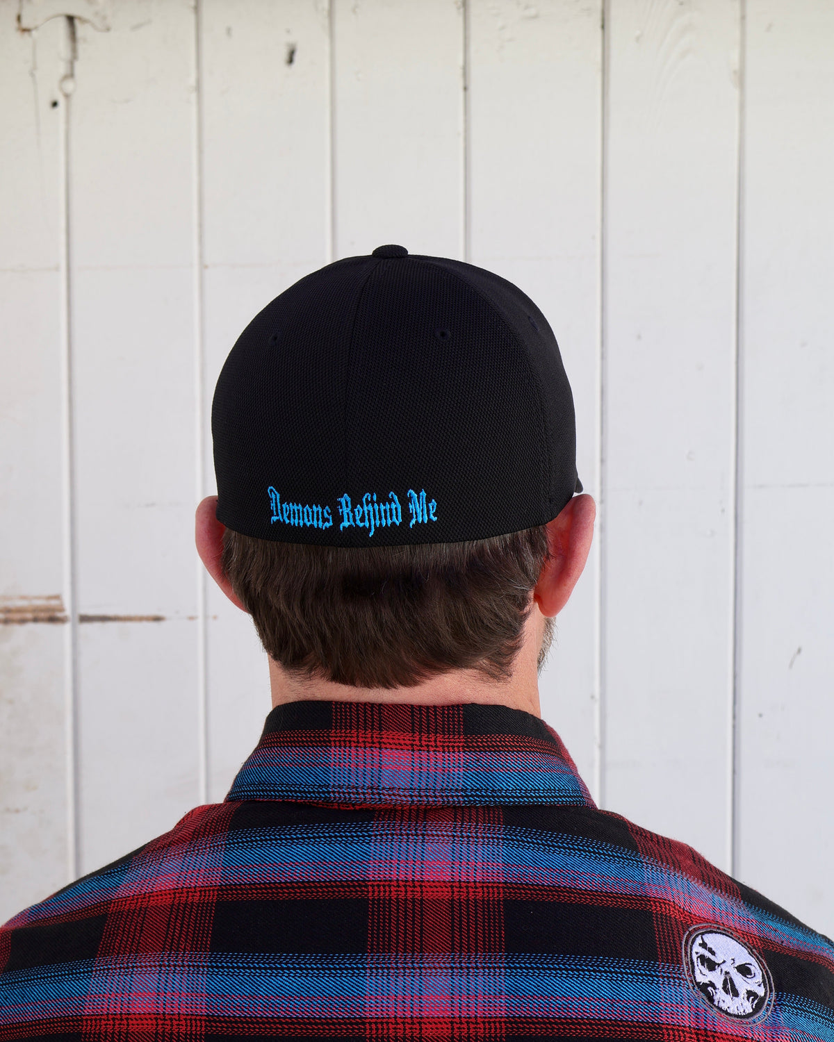 Demons Behind Me Flexfit Never Fade Two-Tone Skull Fitted Cap