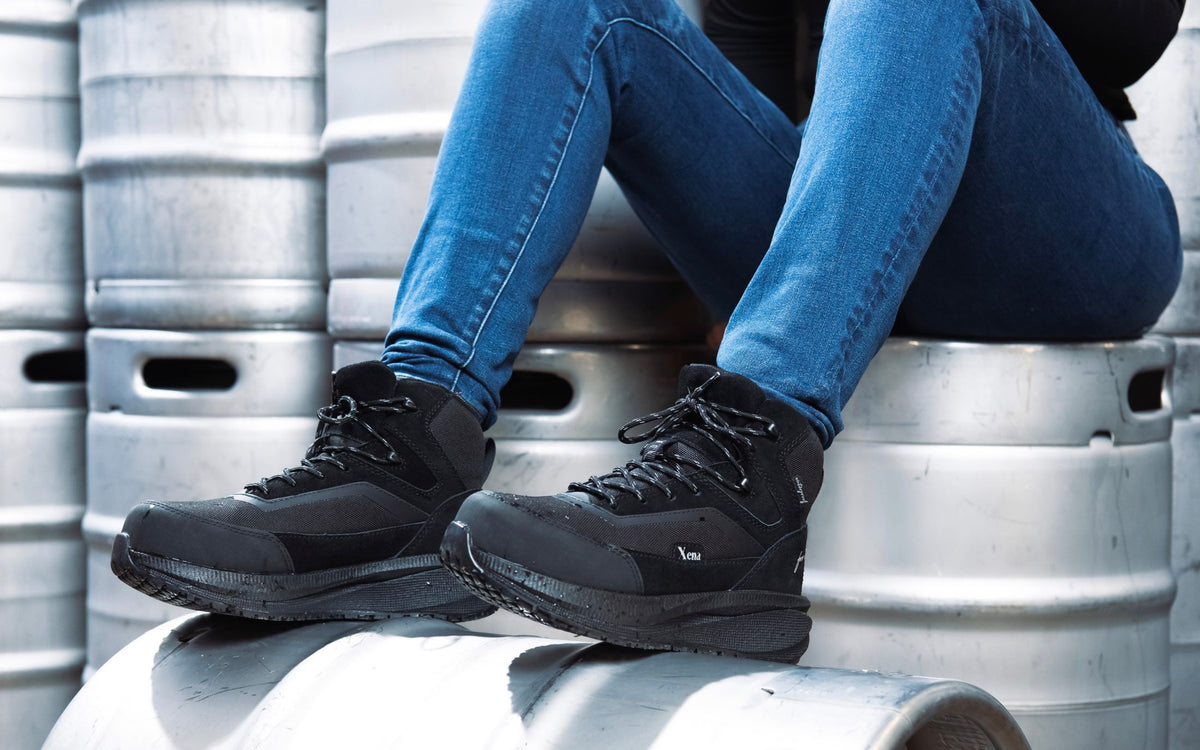 Xena Luna women’s waterproof composite toe work boots in Cosmic Black
