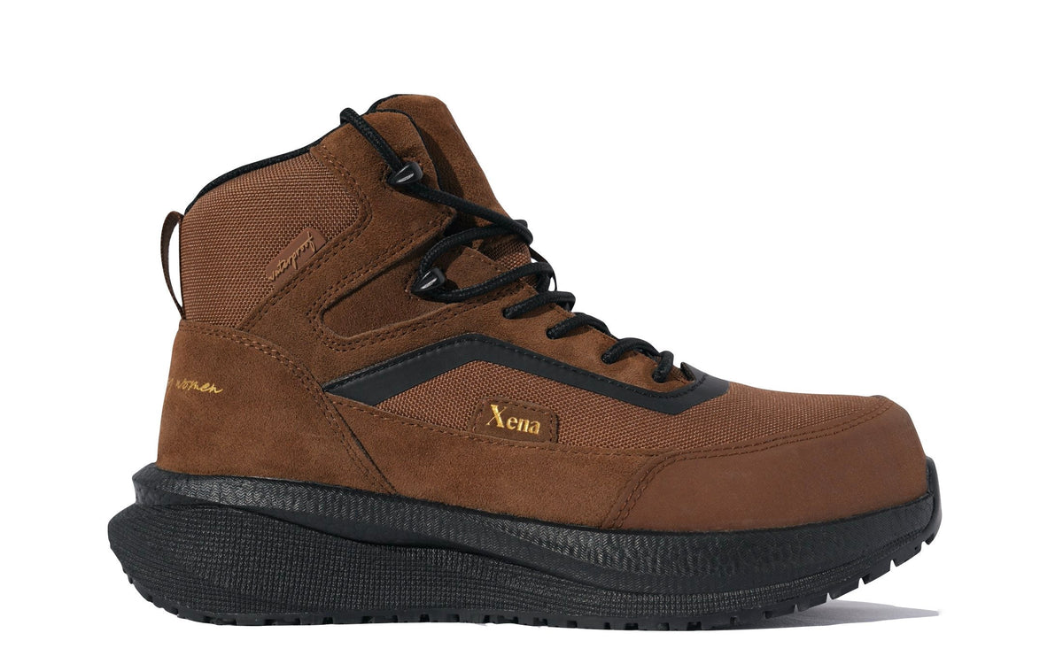 Xena Luna women’s waterproof composite toe work boots in Dusk Brown