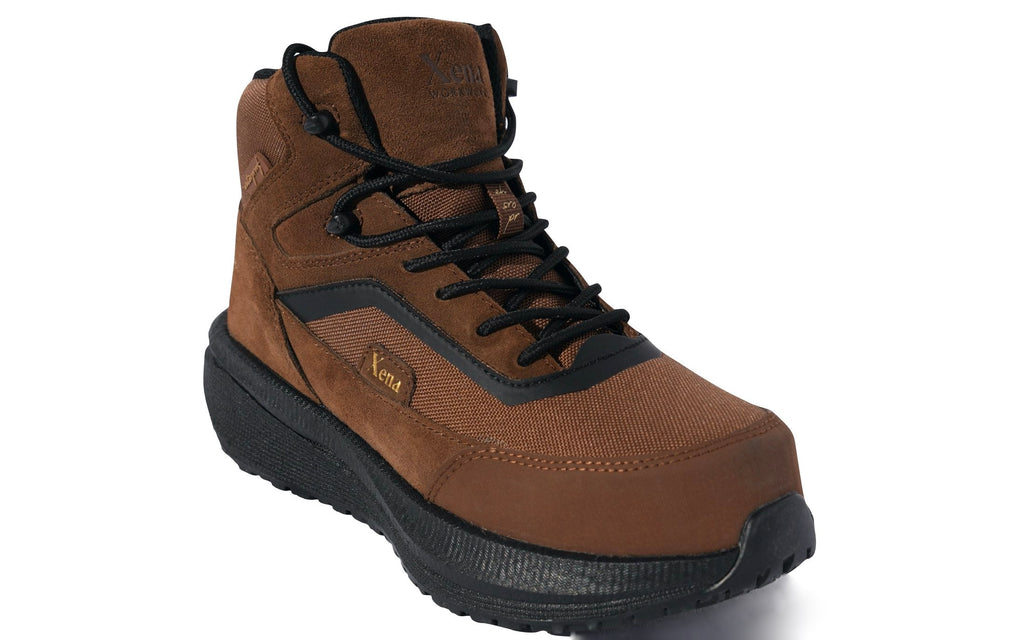 Xena Luna women’s waterproof composite toe work boots in Dusk Brown