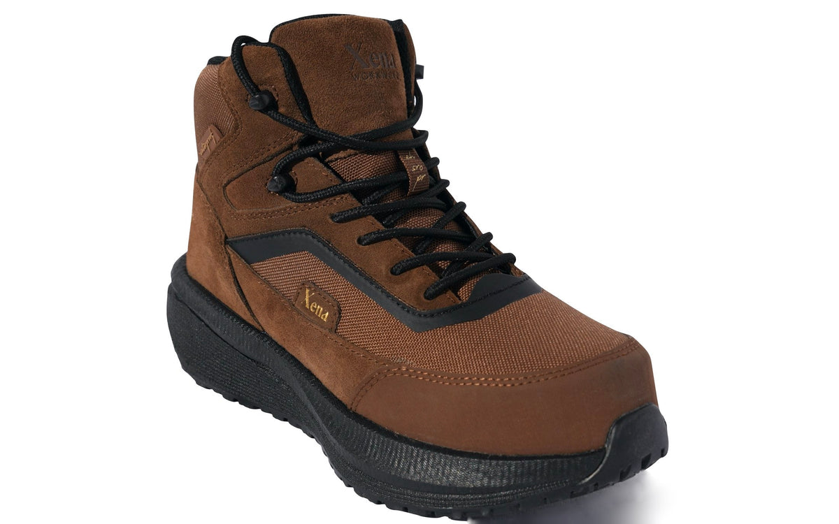 Xena Luna women’s waterproof composite toe work boots in Dusk Brown