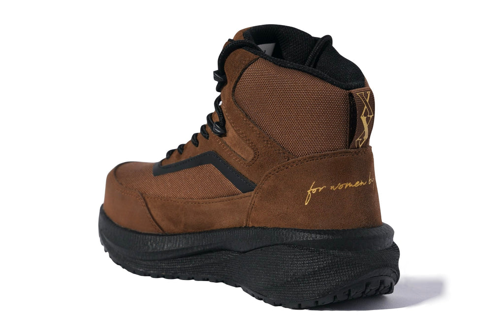 Xena Luna women’s waterproof composite toe work boots in Dusk Brown