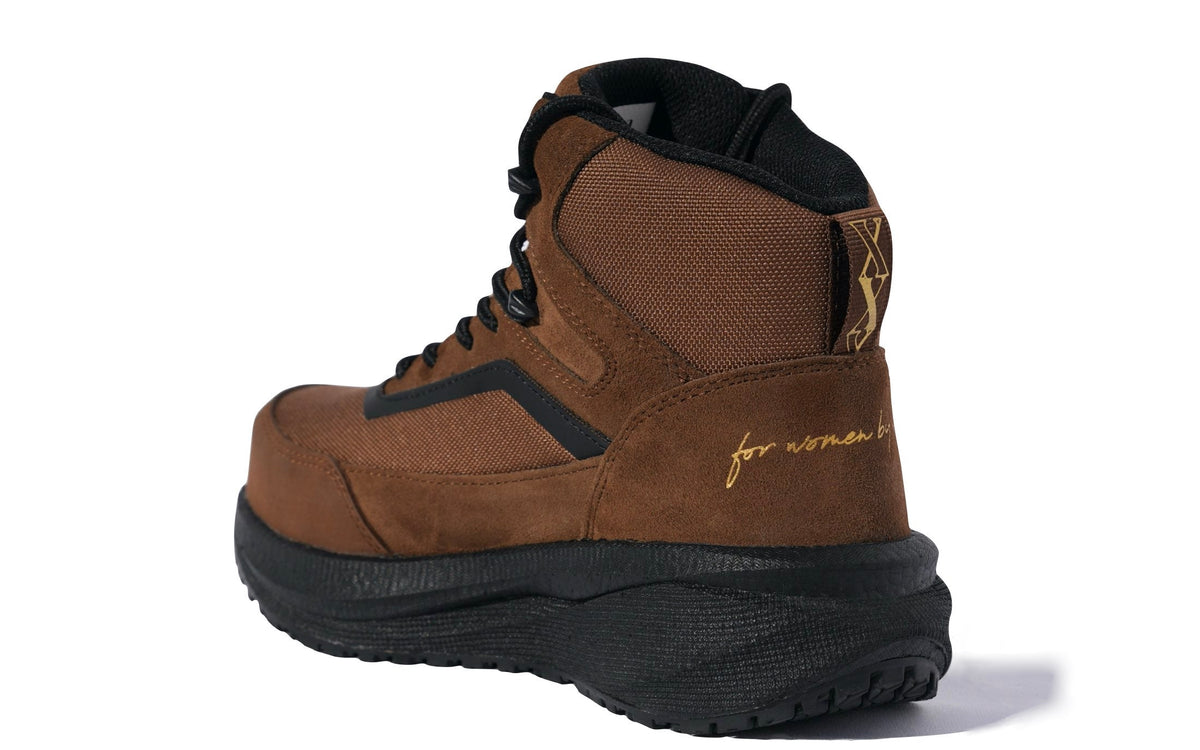 Xena Luna women’s waterproof composite toe work boots in Dusk Brown