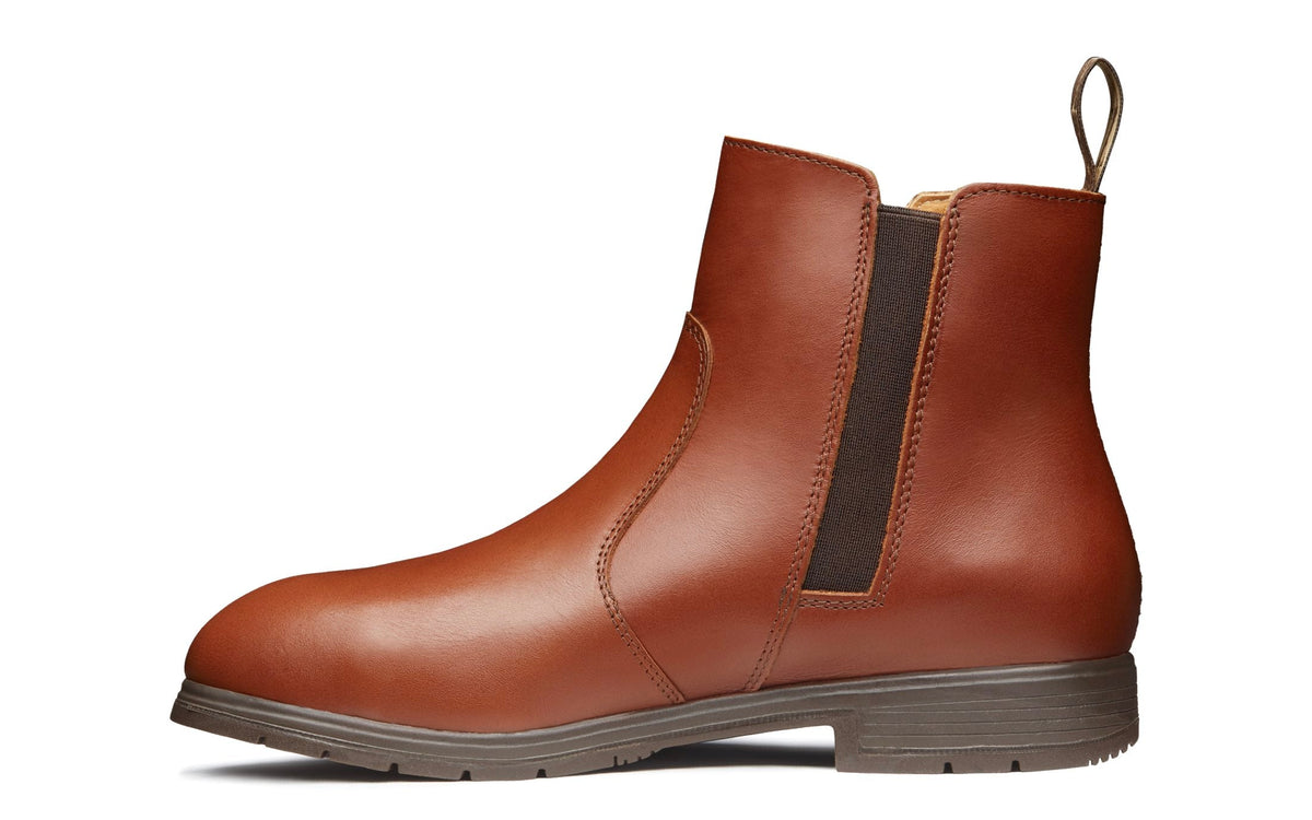 Xena Omega women’s steel toe zip-up work boots in Bourbon Brown
