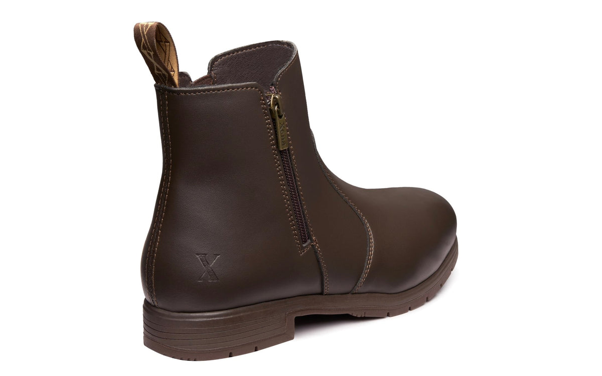 Xena Omega women’s steel toe zip-up work boots in Vegan Brown