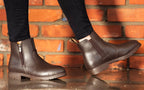 Xena Omega women’s steel toe zip-up work boots in Vegan Brown