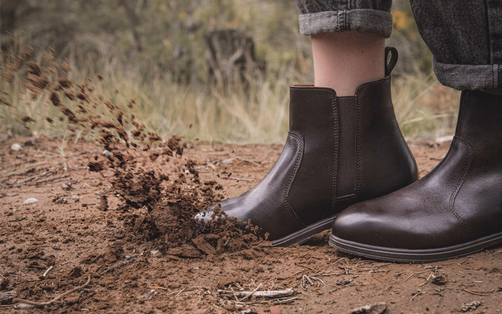 Xena Omega women’s steel toe zip-up work boots in Vegan Brown