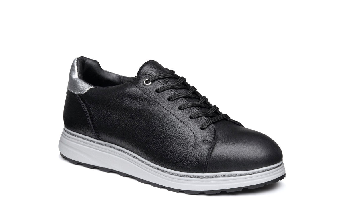 Xena Rogue women’s leather work shoes in Black Pearl