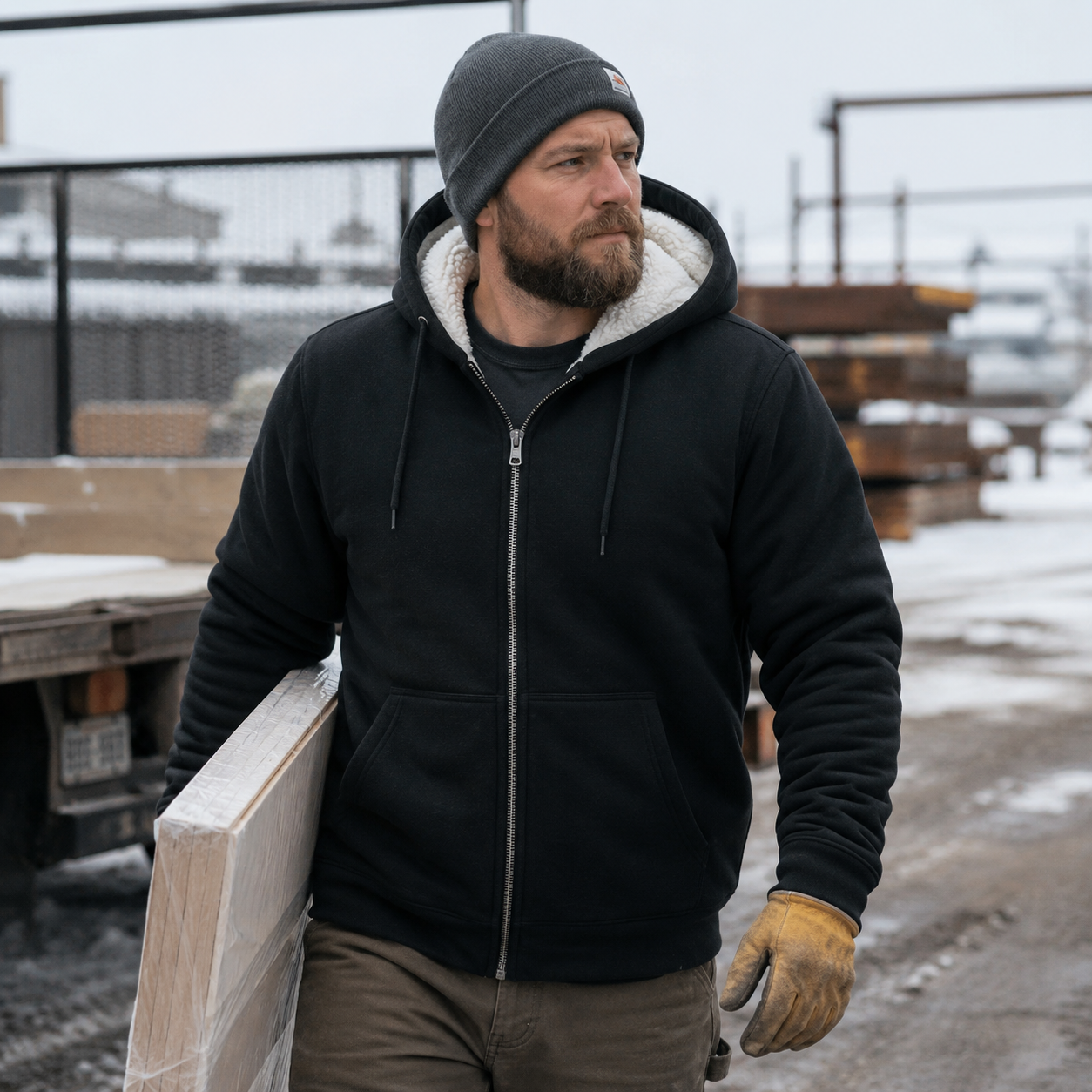 CornerStone® CS625 Heavyweight Sherpa-Lined Hooded Fleece Jacket