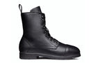Xena Spice women’s steel toe lace-up work boots in Jet Black — side profile