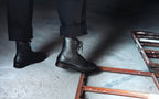 Xena Spice women’s steel toe lace-up work boots in Jet Black