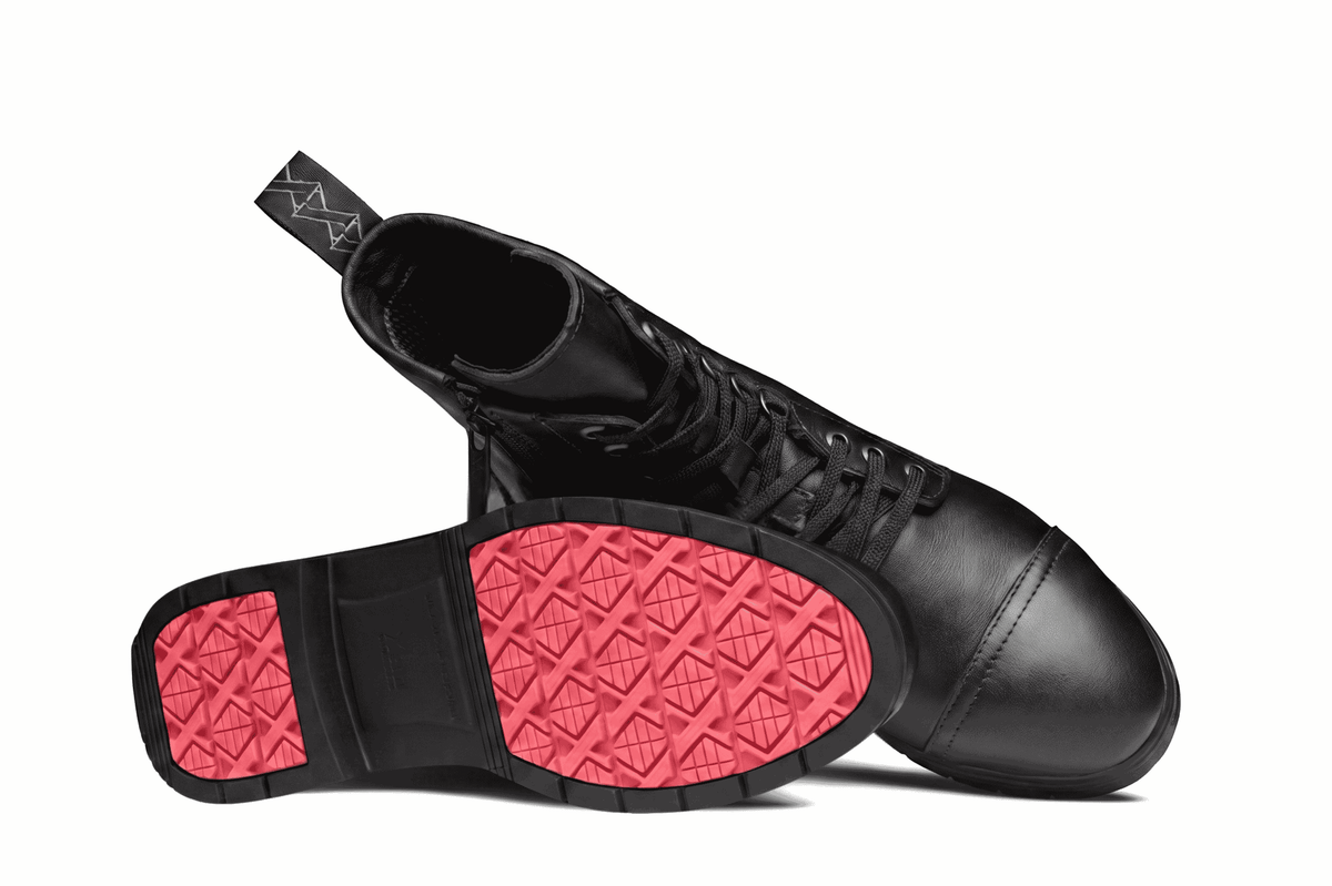 Xena Spice women’s steel toe work boots showing coral-accent outsole tread