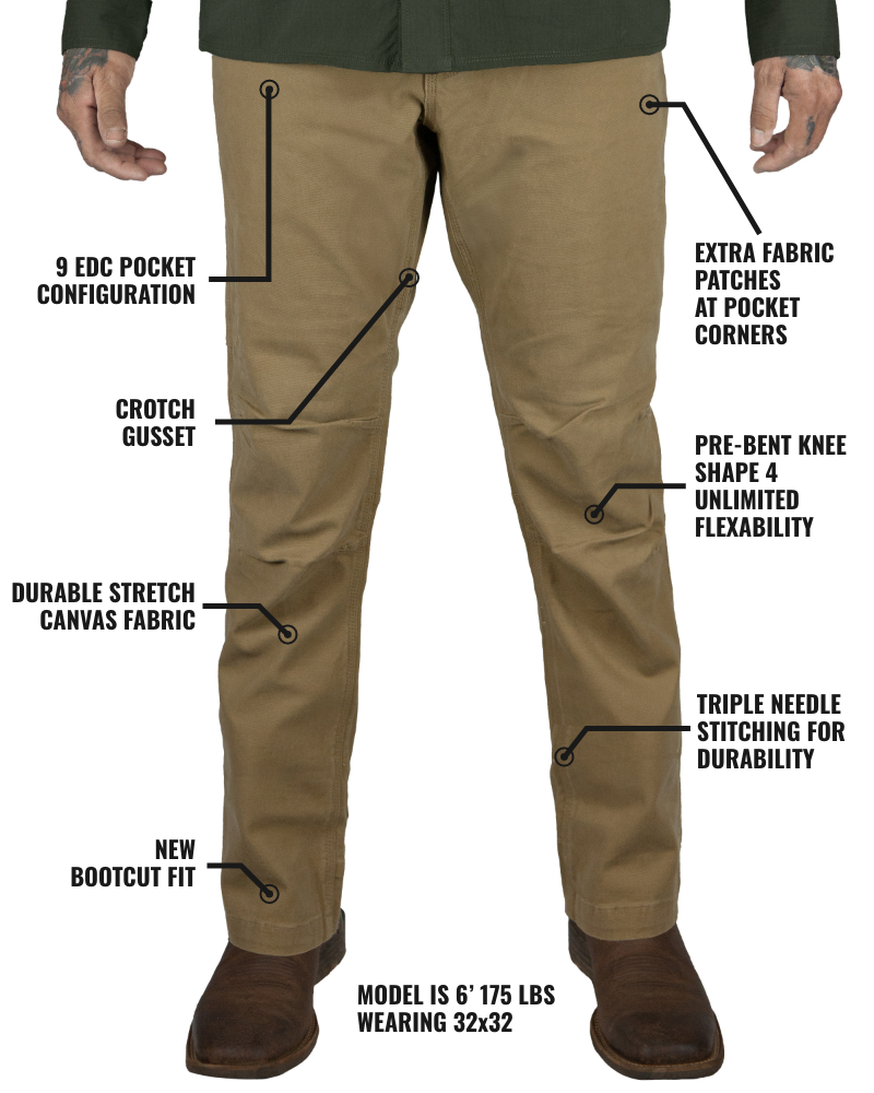 Off The Grid Trailblazer Boot Cut Work Pants – Coyote