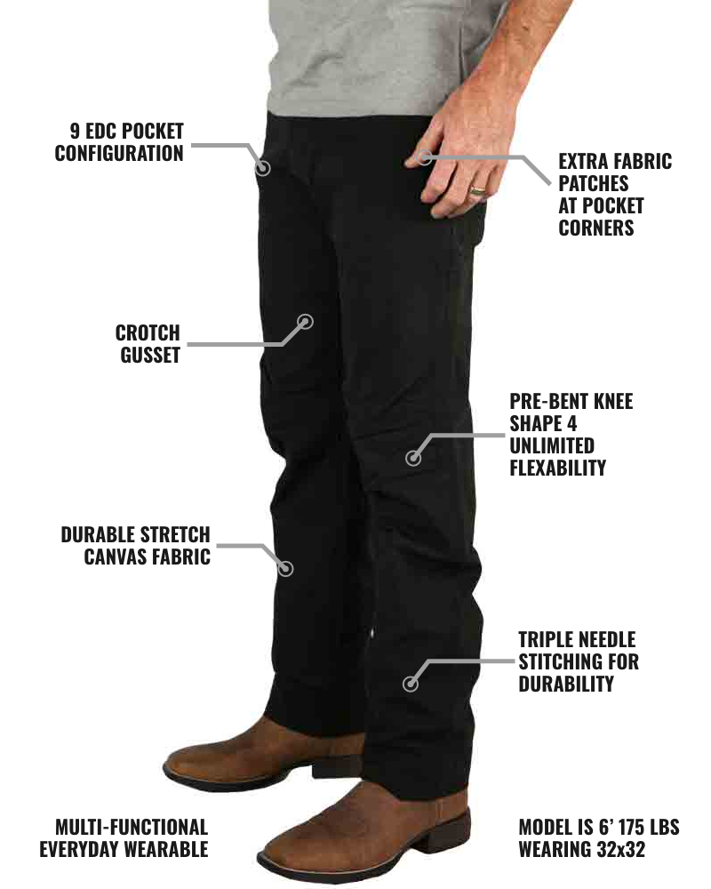 Off The Grid Trailblazer Standard Fit Work Pants – Black