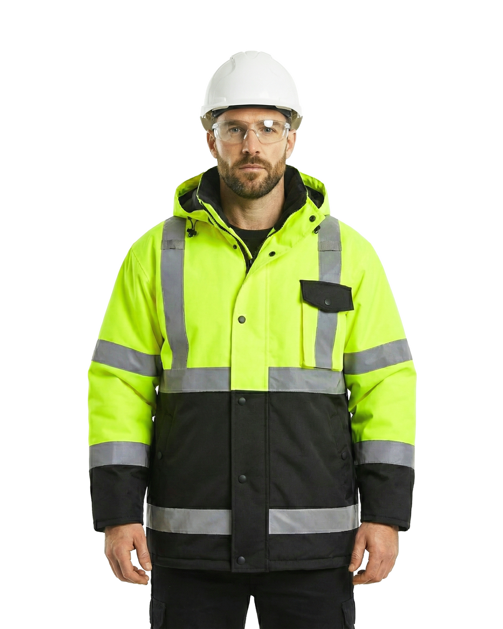 Kiwi Class 3 Quilt-Lined Water-Resistant Hi-Vis Safety Jacket – Neon