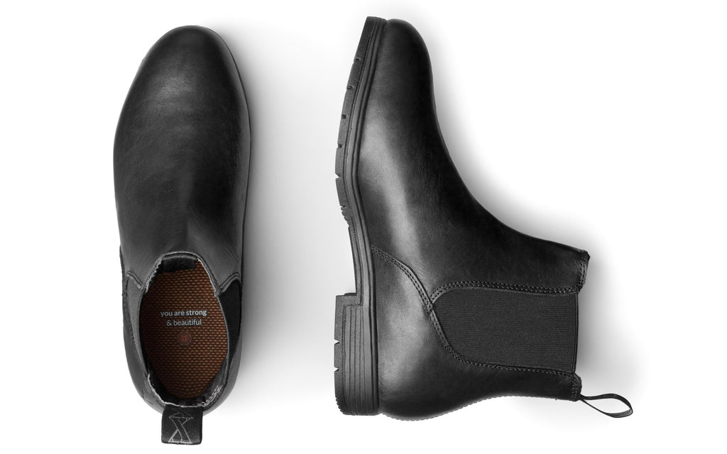 Xena Valence women’s steel toe Chelsea work boots in Vegan Black