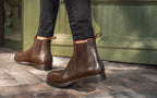 Xena Valence women’s steel toe Chelsea work boots in Chestnut Brown