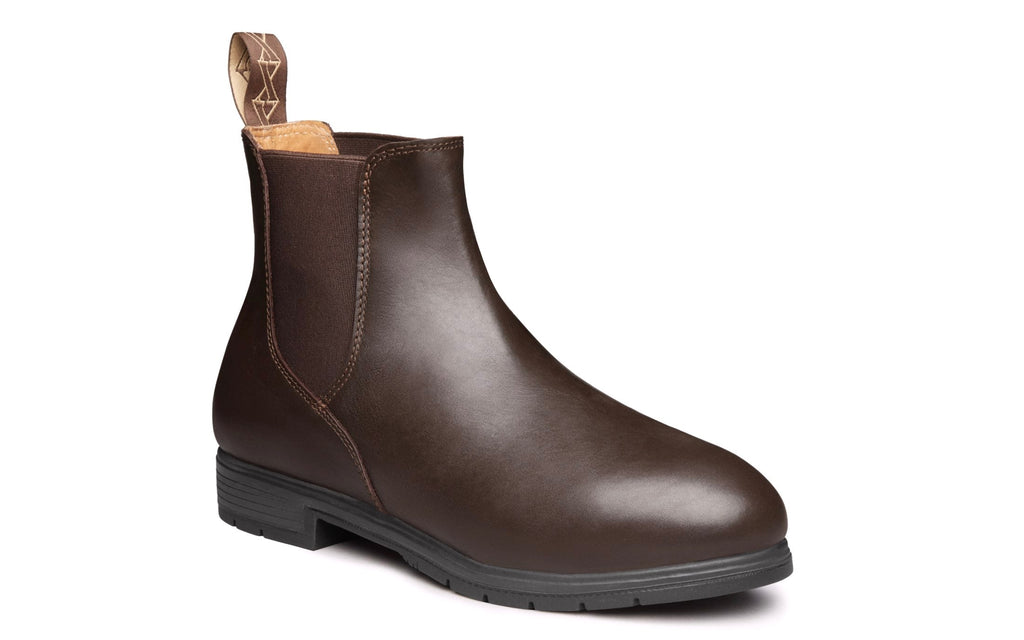 Xena Valence women’s steel toe Chelsea work boots in Chestnut Brown