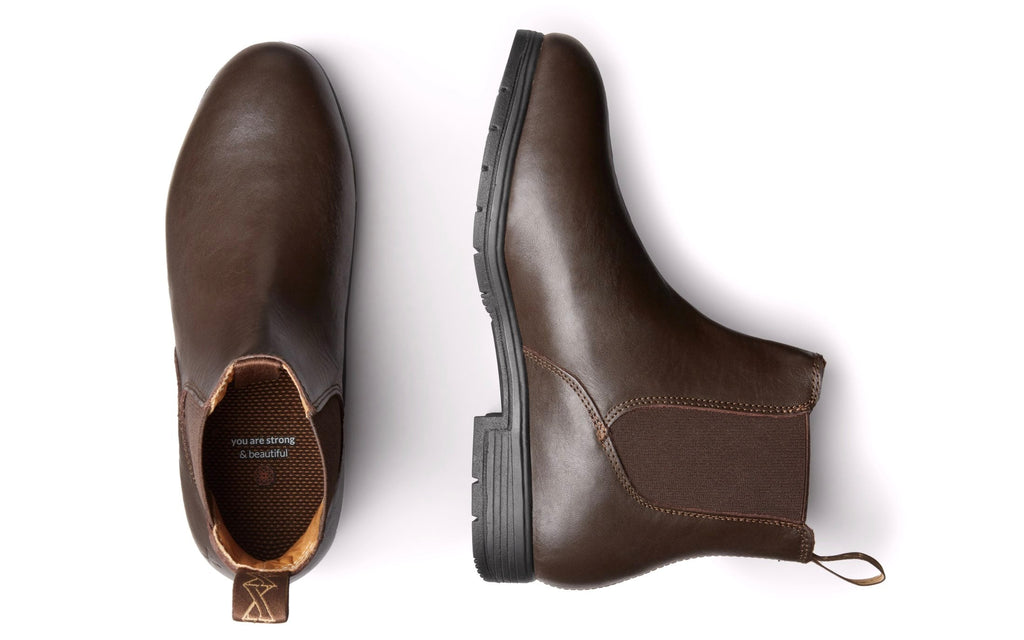 Xena Valence women’s steel toe Chelsea work boots in Chestnut Brown