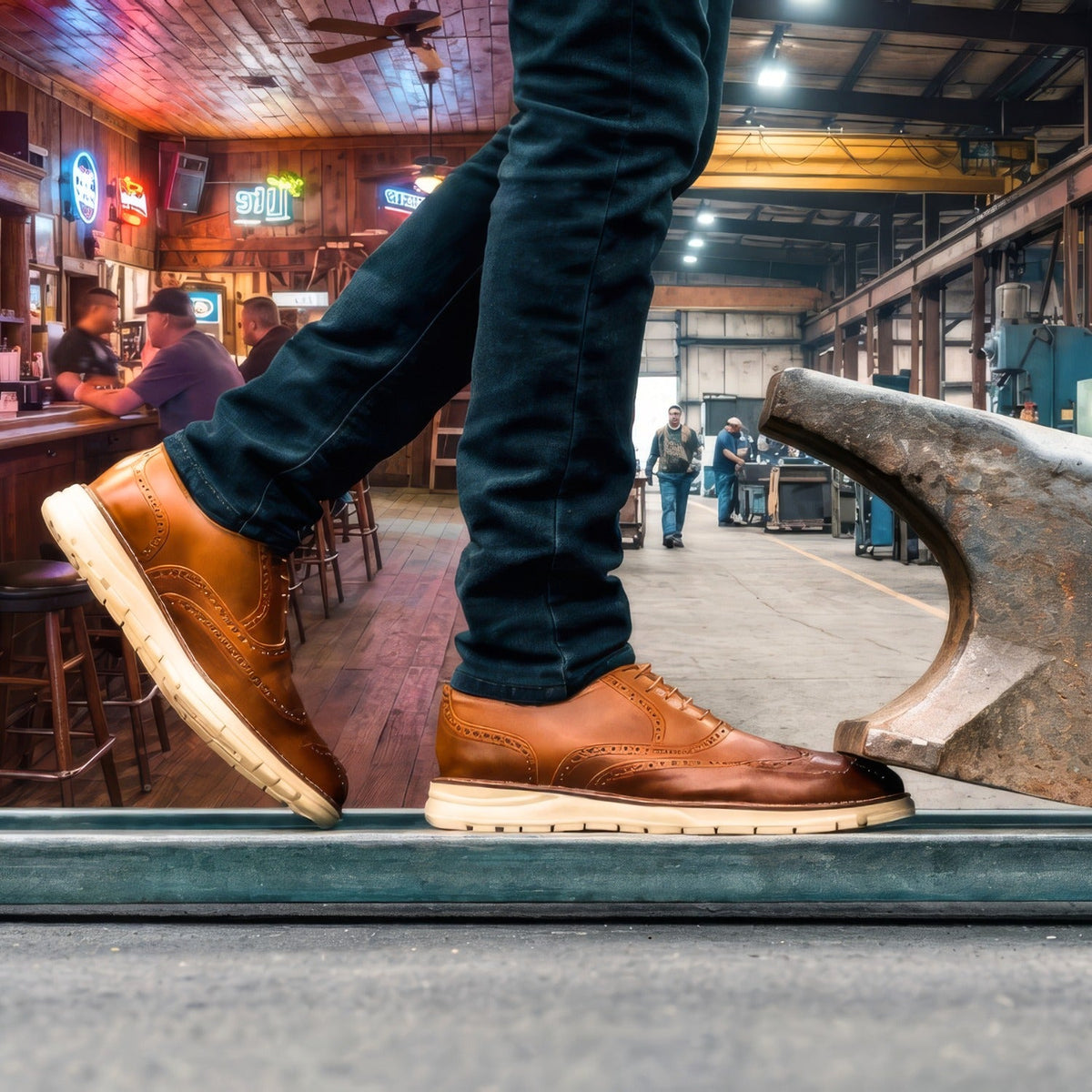Proxon Volta Steel Toe Wingtip Oxford Work Shoe – Amber