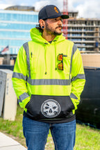 Demons Behind Me Class 3 Hi-Vis Hoodie – Dye-Bleed Final Sale