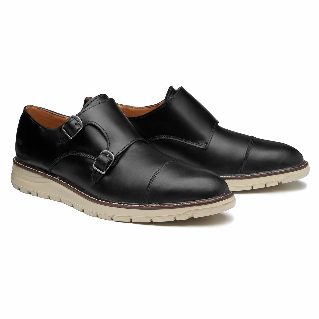Proxon Grand Steel Toe Double Monk Strap Work Shoe – Black