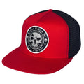 Demons Behind Me Circle Skull Trucker Hat – Red & Black