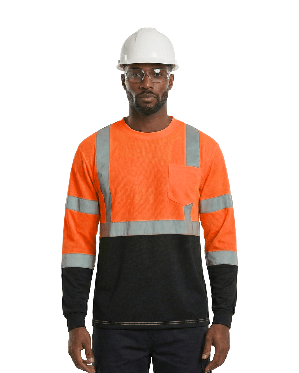 Kiwi Class 3 Two-Tone Long Sleeve Hi-Vis Safety Shirt – Orange - MEM Supply Co.