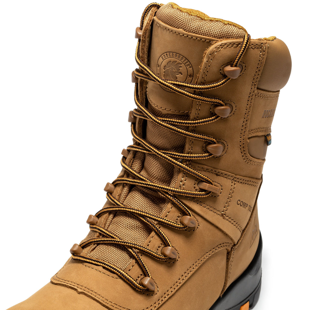 RockRooster Beaufort 8" Waterproof Composite Toe Work Boot – Brown – Wide Fit