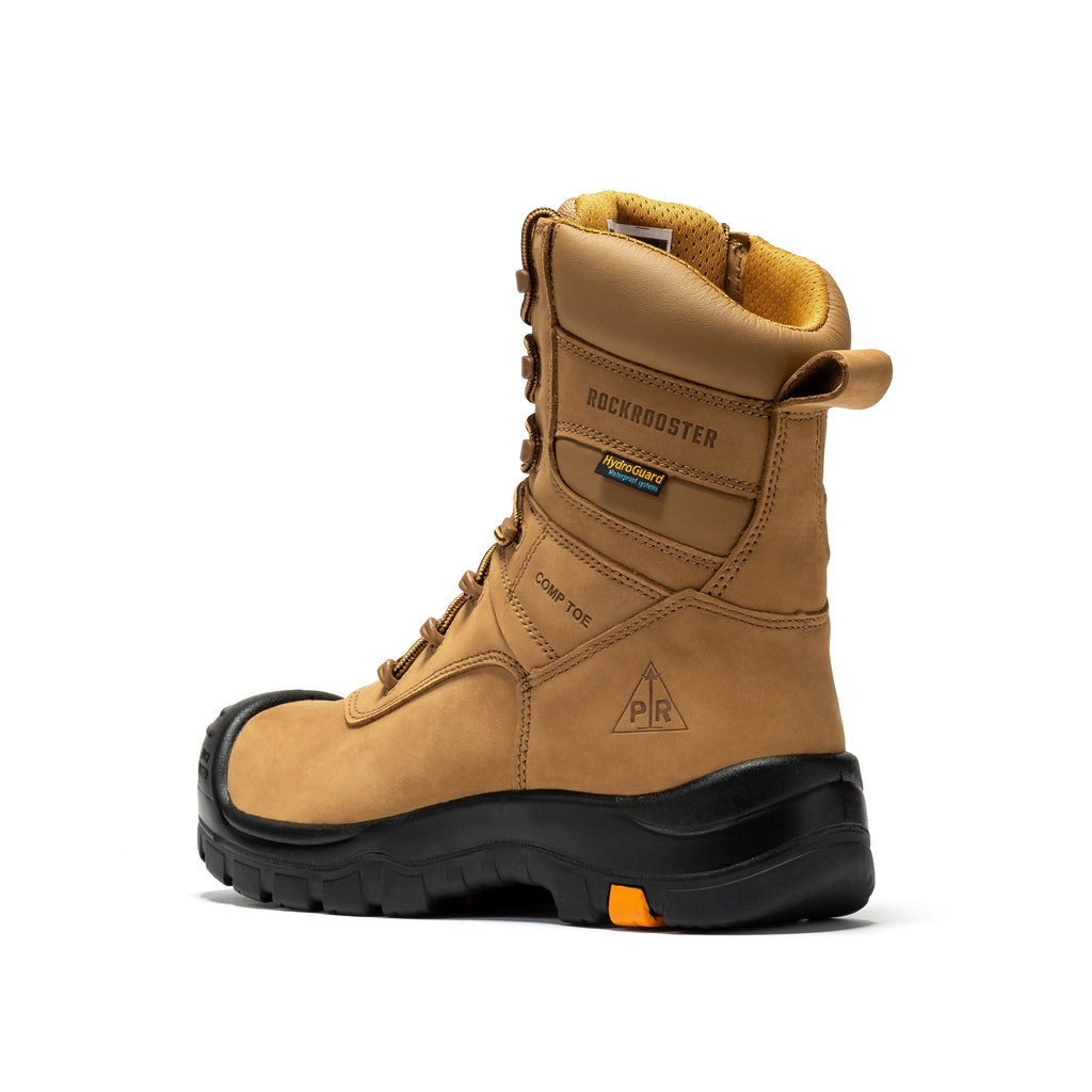 RockRooster Beaufort 8" Waterproof Composite Toe Work Boot – Brown – Wide Fit