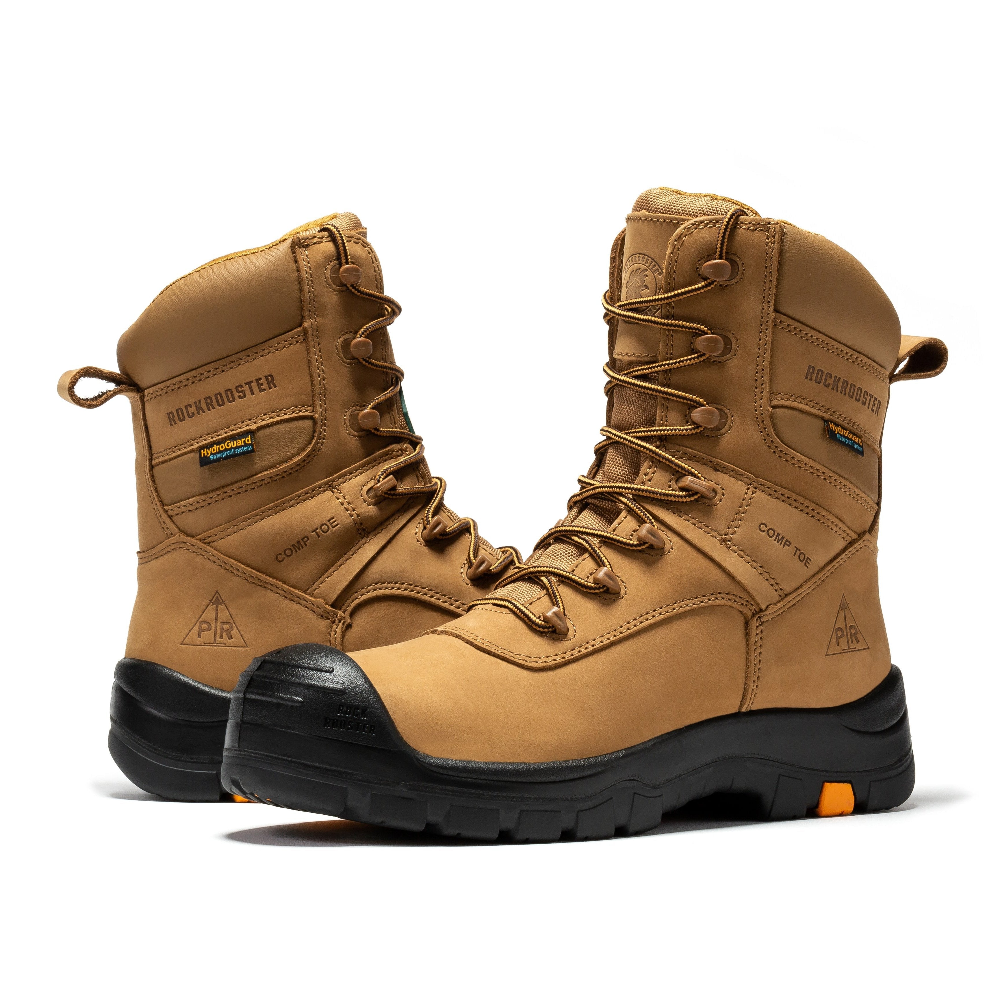 RockRooster Beaufort 8" Waterproof Composite Toe Work Boot – Brown – Wide Fit