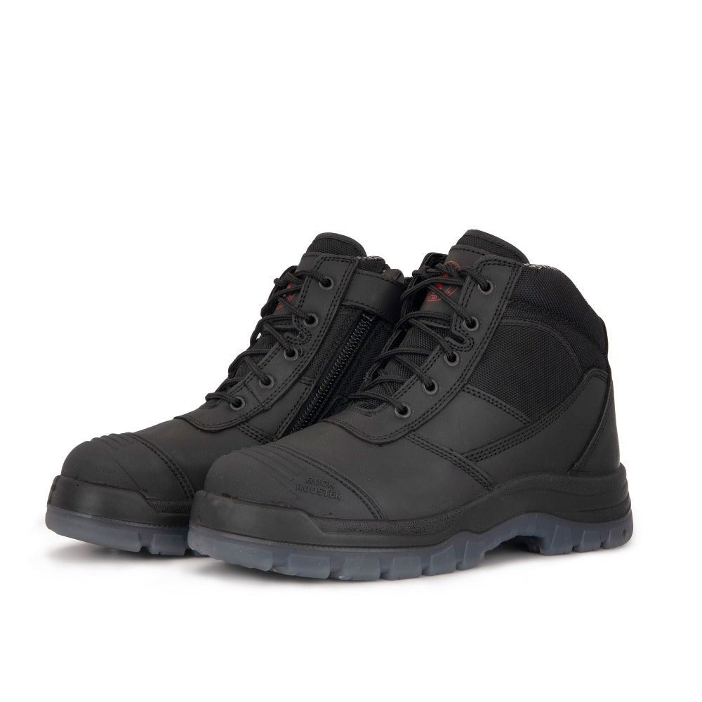 RockRooster Crisson 6" Side-Zip Steel Toe Work Boot – Black - MEM Supply Co.