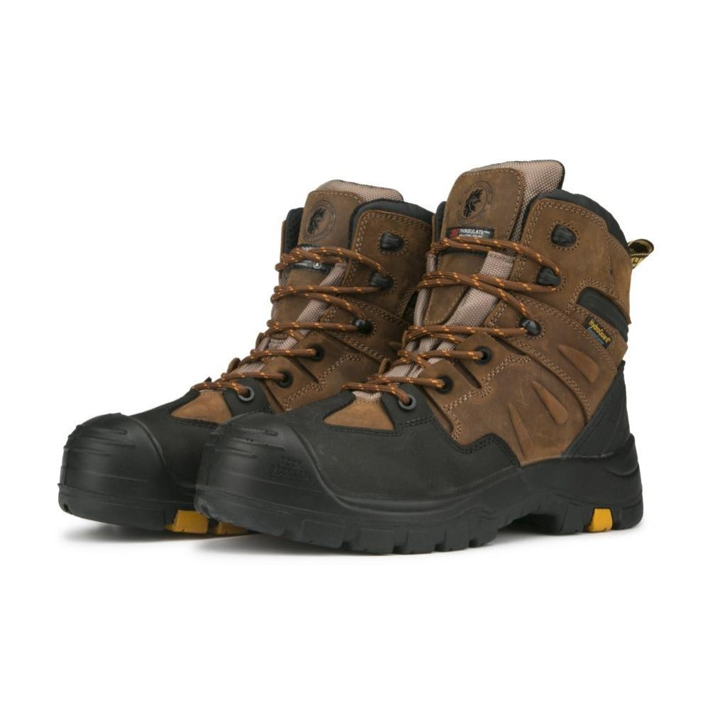RockRooster Woodland 6" Waterproof Composite Toe Work Boot – Brown – Wide Fit