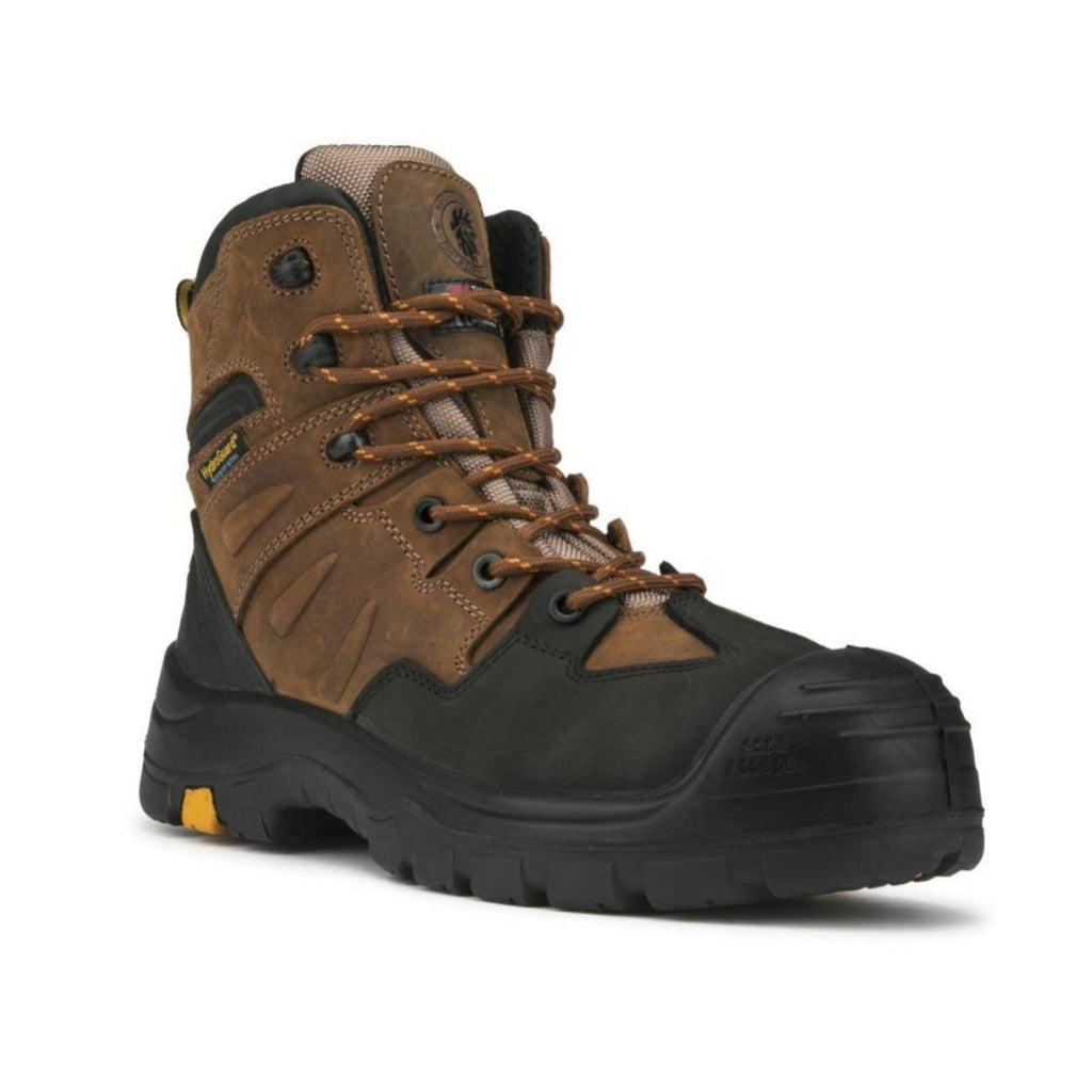 RockRooster Woodland 6" Waterproof Composite Toe Work Boot – Brown – Wide Fit
