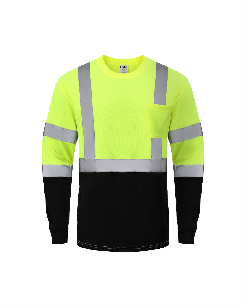 Kiwi Class 3 Two-Tone Long Sleeve Hi-Vis Safety Shirt – Neon