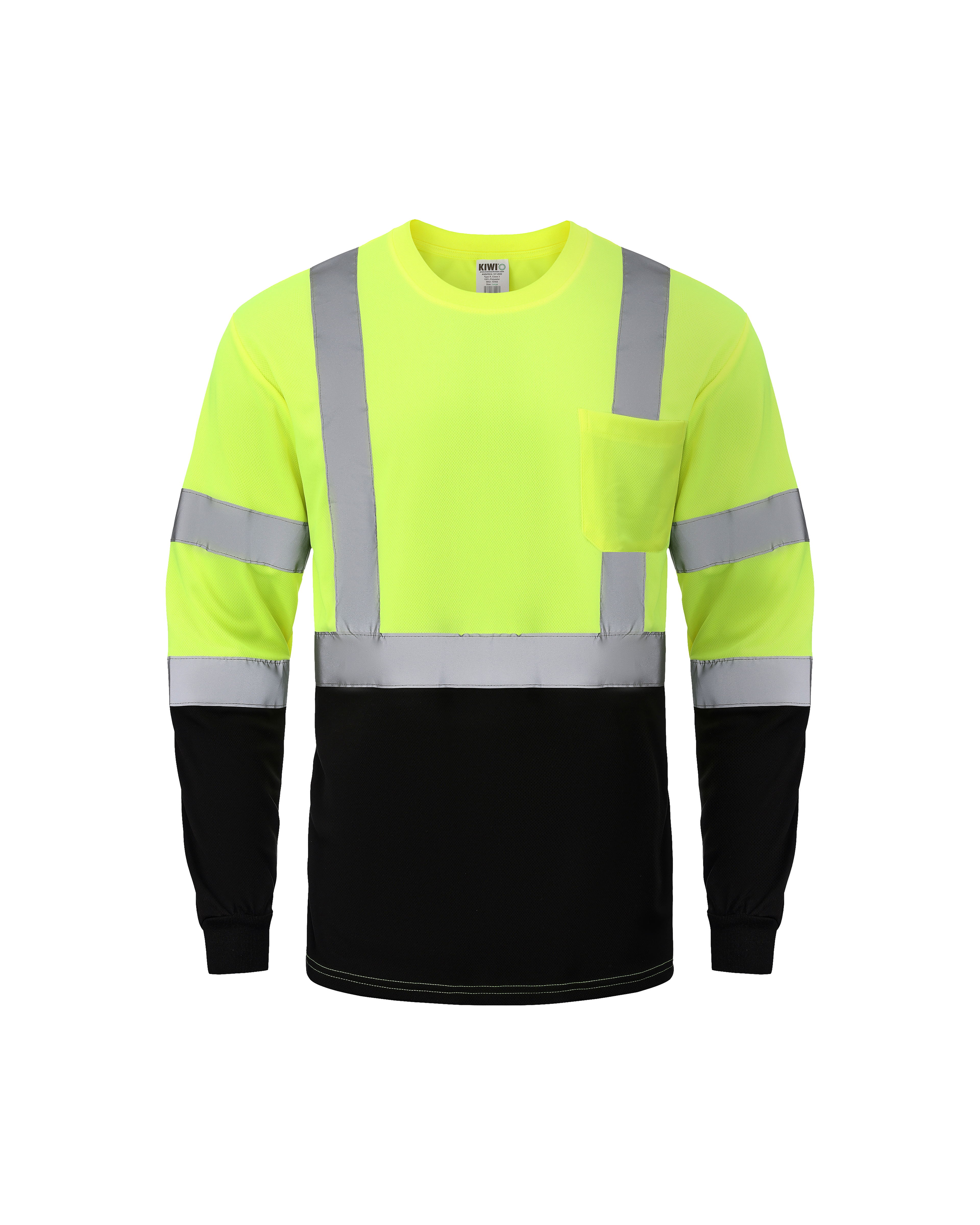 Kiwi Class 3 Two-Tone Long Sleeve Hi-Vis Safety Shirt – Neon