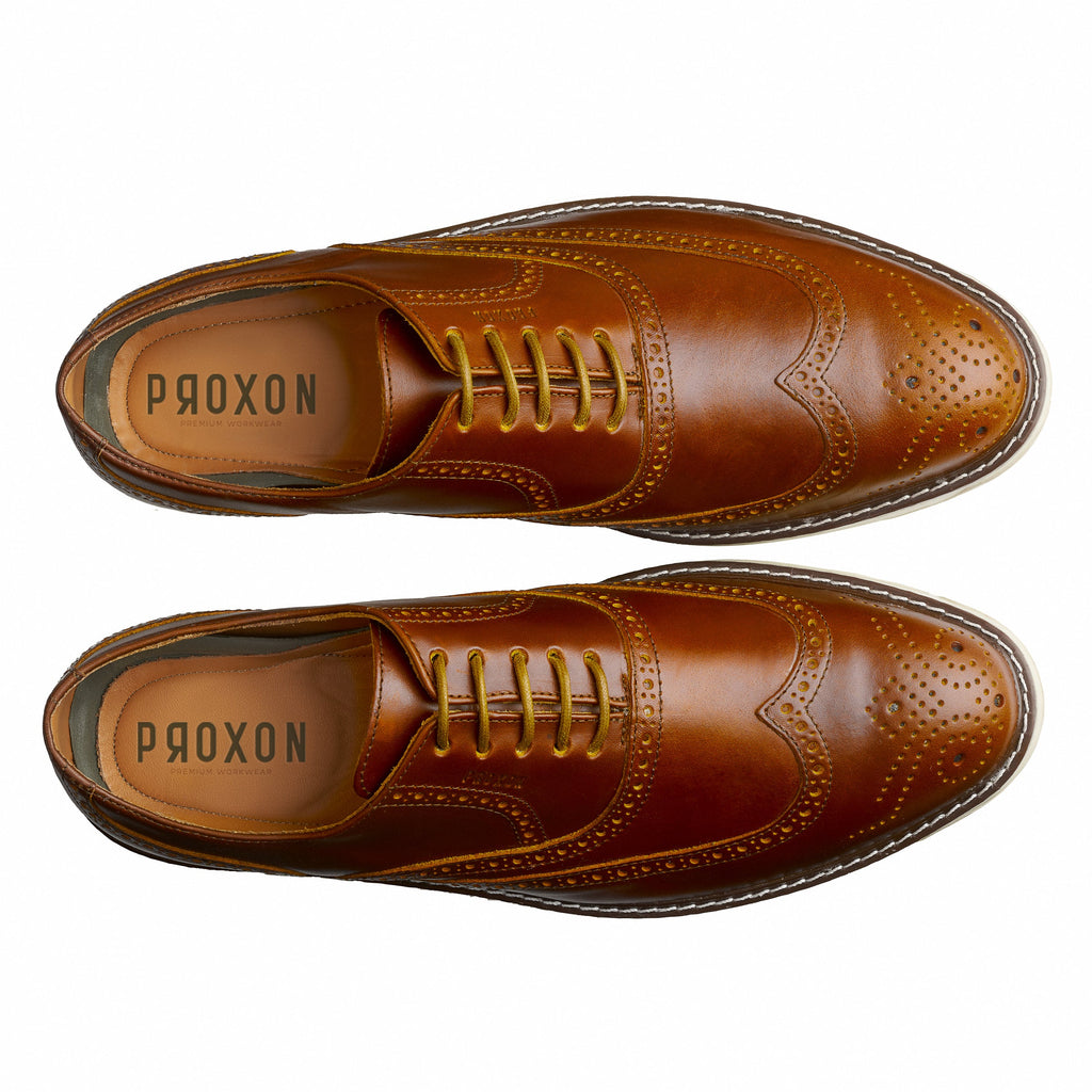 Proxon Volta Steel Toe Wingtip Oxford Work Shoe – Amber